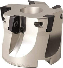 Seco - 5 Inserts, 50mm Cut Diam, 22mm Arbor Diam, 9mm Max Depth of Cut, Indexable Square-Shoulder Face Mill - 90° Lead Angle, 40mm High, XOMX 10T3 Insert Compatibility, Through Coolant, Series Turbo 10 - Exact Tool & Supply