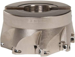 Seco - 8 Inserts, 4" Cut Diam, 1-1/2" Arbor Diam, 0.433" Max Depth of Cut, Indexable Square-Shoulder Face Mill - 0/90° Lead Angle, 2" High, XO.X 1204.. Insert Compatibility, Through Coolant, Series Super Turbo - Exact Tool & Supply
