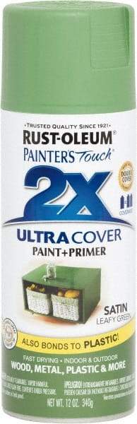 Rust-Oleum - Leafy Green, Satin, Enamel Spray Paint - 8 Sq Ft per Can, 12 oz Container, Use on Multipurpose - Exact Tool & Supply