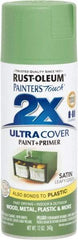 Rust-Oleum - Leafy Green, Satin, Enamel Spray Paint - 8 Sq Ft per Can, 12 oz Container, Use on Multipurpose - Exact Tool & Supply