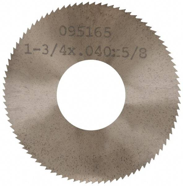 Made in USA - 1-3/4" Diam x 0.04" Blade Thickness x 5/8" Arbor Hole Diam, 90 Tooth Slitting and Slotting Saw - Arbor Connection, Solid Carbide, Concave Ground - Exact Tool & Supply