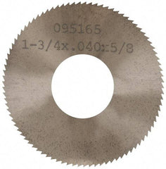 Made in USA - 1-3/4" Diam x 0.04" Blade Thickness x 5/8" Arbor Hole Diam, 90 Tooth Slitting and Slotting Saw - Arbor Connection, Solid Carbide, Concave Ground - Exact Tool & Supply