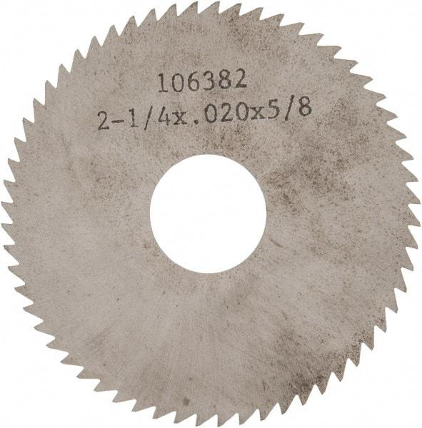 Made in USA - 2-1/4" Diam x 0.02" Blade Thickness x 5/8" Arbor Hole Diam, 60 Tooth Slitting and Slotting Saw - Arbor Connection, Solid Carbide, Concave Ground - Exact Tool & Supply