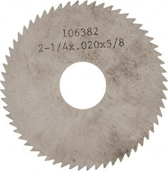 Made in USA - 2-1/4" Diam x 0.02" Blade Thickness x 5/8" Arbor Hole Diam, 60 Tooth Slitting and Slotting Saw - Arbor Connection, Solid Carbide, Concave Ground - Exact Tool & Supply