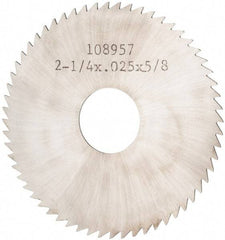 Made in USA - 2-1/4" Diam x 0.025" Blade Thickness x 5/8" Arbor Hole Diam, 60 Tooth Slitting and Slotting Saw - Arbor Connection, Solid Carbide, Concave Ground - Exact Tool & Supply