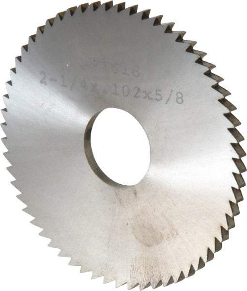 Made in USA - 2-1/4" Diam x 0.102" Blade Thickness x 5/8" Arbor Hole Diam, 60 Tooth Slitting and Slotting Saw - Arbor Connection, Solid Carbide, Concave Ground - Exact Tool & Supply