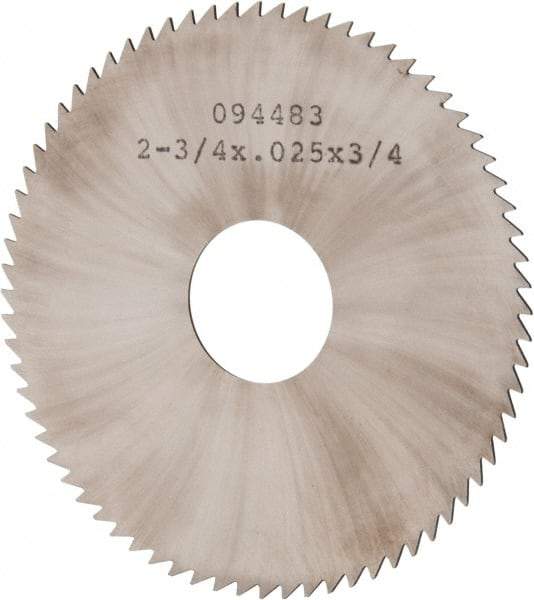 Made in USA - 2-3/4" Diam x 0.025" Blade Thickness x 3/4" Arbor Hole Diam, 72 Tooth Slitting and Slotting Saw - Arbor Connection, Solid Carbide, Concave Ground - Exact Tool & Supply
