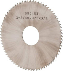 Made in USA - 2-3/4" Diam x 0.025" Blade Thickness x 3/4" Arbor Hole Diam, 72 Tooth Slitting and Slotting Saw - Arbor Connection, Solid Carbide, Concave Ground - Exact Tool & Supply