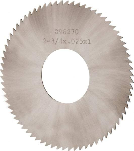 Made in USA - 2-3/4" Diam x 0.025" Blade Thickness x 1" Arbor Hole Diam, 72 Tooth Slitting and Slotting Saw - Arbor Connection, Solid Carbide, Concave Ground - Exact Tool & Supply