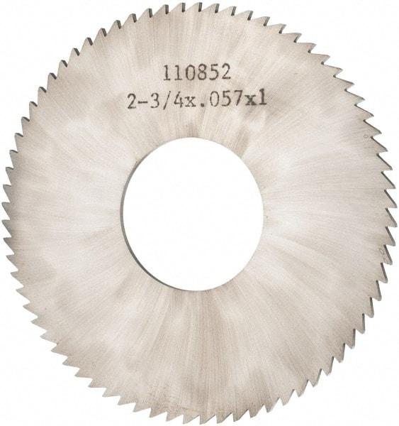 Made in USA - 2-3/4" Diam x 0.057" Blade Thickness x 1" Arbor Hole Diam, 72 Tooth Slitting and Slotting Saw - Arbor Connection, Solid Carbide, Concave Ground - Exact Tool & Supply
