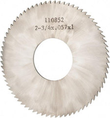 Made in USA - 2-3/4" Diam x 0.057" Blade Thickness x 1" Arbor Hole Diam, 72 Tooth Slitting and Slotting Saw - Arbor Connection, Solid Carbide, Concave Ground - Exact Tool & Supply