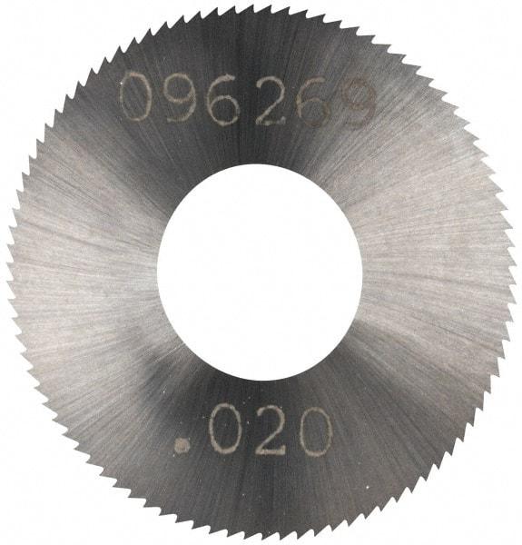 Made in USA - 1" Diam x 0.02" Blade Thickness, 3/8" Arbor Hole Diam, 98 Teeth, Solid Carbide Jeweler's Saw - Uncoated - Exact Tool & Supply
