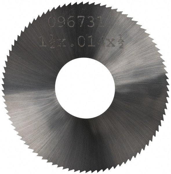 Made in USA - 1-1/2" Diam x 0.014" Blade Thickness, 1/2" Arbor Hole Diam, 110 Teeth, Solid Carbide, Jeweler's Saw - Uncoated - Exact Tool & Supply