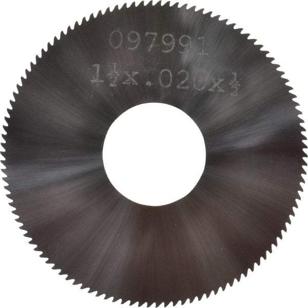 Made in USA - 1-1/2" Diam x 0.02" Blade Thickness, 1/2" Arbor Hole Diam, 110 Teeth, Solid Carbide, Jeweler's Saw - Uncoated - Exact Tool & Supply
