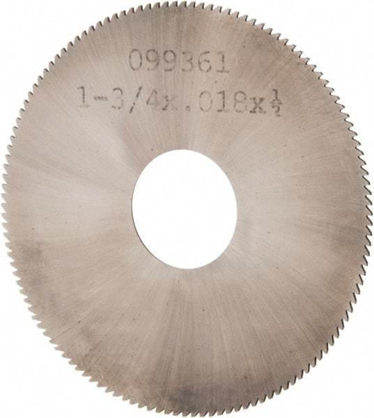 Made in USA - 1-3/4" Diam x 0.018" Blade Thickness, 1/2" Arbor Hole Diam, 130 Teeth, Solid Carbide, Jeweler's Saw - Uncoated - Exact Tool & Supply