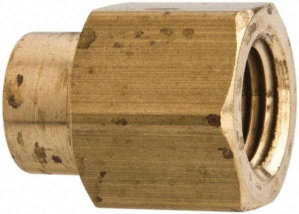 Parker - 1/4 x 1/8 Female Thread, Brass Industrial Pipe Coupling - FNPTF, 1,000 psi - Exact Tool & Supply