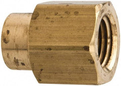 Parker - 1/2 x 3/8 Female Thread, Brass Industrial Pipe Coupling - FNPTF, 1,000 psi - Exact Tool & Supply
