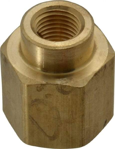 Parker - 1/2 x 1/4 Female Thread, Brass Industrial Pipe Coupling - FNPTF, 1,000 psi - Exact Tool & Supply