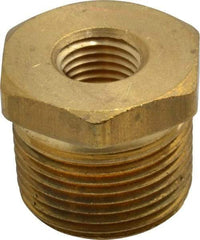 Parker - 3/4 Male Thread x 1/4 Female Thread, Brass Industrial Pipe Hex Bushing - MNPTF x FNPTF, 1,000 psi - Exact Tool & Supply