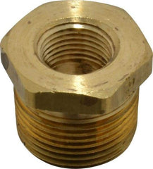 Parker - 3/4 Male Thread x 3/8 Female Thread, Brass Industrial Pipe Hex Bushing - MNPTF x FNPTF, 1,000 psi - Exact Tool & Supply