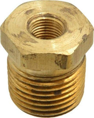 Parker - 1/2 Male Thread x 1/8 Female Thread, Brass Industrial Pipe Hex Bushing - MNPTF x FNPTF, 1,000 psi - Exact Tool & Supply