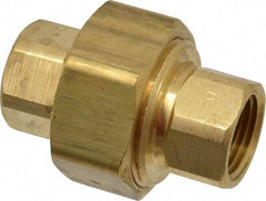 Parker - 3/8 Female Thread, Brass Industrial Pipe Union - FNPTF, 1,000 psi - Exact Tool & Supply