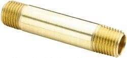 Parker - 1/2 Male Thread, Brass Industrial Pipe Long Nipple - MNPTF, 1,000 psi - Exact Tool & Supply