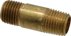Parker - 1/4 Male Thread, Brass Industrial Pipe Long Nipple - MNPTF, 1,000 psi - Exact Tool & Supply