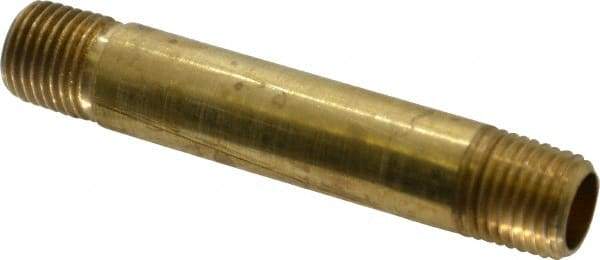 Parker - 1/4 Male Thread, Brass Industrial Pipe Long Nipple - MNPTF, 1,000 psi - Exact Tool & Supply