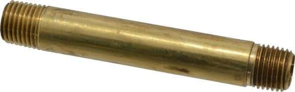 Parker - 1/4 Male Thread, Brass Industrial Pipe Long Nipple - MNPTF, 1,000 psi - Exact Tool & Supply