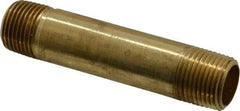 Parker - 3/8 Male Thread, Brass Industrial Pipe Long Nipple - MNPTF, 1,000 psi - Exact Tool & Supply