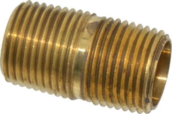 Parker - 1/2 Male Thread, Brass Industrial Pipe Long Nipple - MNPTF, 1,000 psi - Exact Tool & Supply