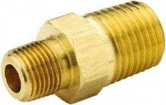 Parker - 3/8 x 1/8 Male Thread, Brass Industrial Pipe Hex Nipple - MNPTF, 1,000 psi - Exact Tool & Supply