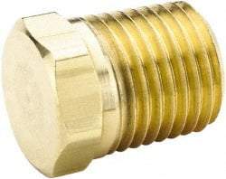 Parker - 3/4 Male Thread, Brass Industrial Pipe Hex Head Plug - MNPTF, 1,000 psi - Exact Tool & Supply