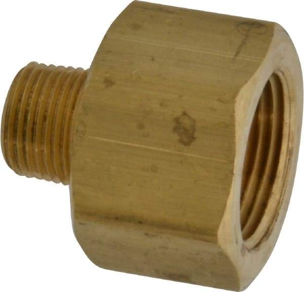 Parker - 3/8 Male Thread x 3/4 Female Thread, Brass Industrial Pipe Adapter - MNPTF x FNPTF, 1,000 psi - Exact Tool & Supply