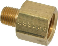 Parker - 1/4 Male Thread x 1/2 Female Thread, Brass Industrial Pipe Adapter - MNPTF x FNPTF, 1,000 psi - Exact Tool & Supply