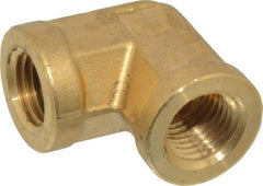 Parker - 1/4 Female Thread, Brass Industrial Pipe 90° Female Elbow - FNPTF, 1,000 psi - Exact Tool & Supply