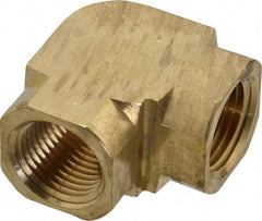 Parker - 3/8 Female Thread, Brass Industrial Pipe 90° Female Elbow - FNPTF, 1,000 psi - Exact Tool & Supply