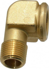 Parker - 3/8 Male Thread x 3/8 Female Thread, Brass Industrial Pipe 90° Street Elbow - MNPTF x FNPTF, 1,000 psi - Exact Tool & Supply