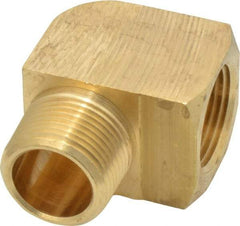 Parker - 3/4 Male Thread x 3/4 Female Thread, Brass Industrial Pipe 90° Street Elbow - MNPTF x FNPTF, 1,000 psi - Exact Tool & Supply