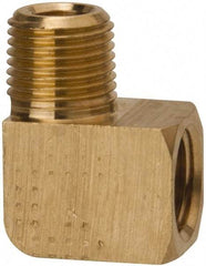 Parker - 1/8 Male Thread x 1/8 Female Thread, Brass Industrial Pipe 90° Street Elbow - MNPTF x FNPTF, 1,000 psi - Exact Tool & Supply