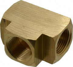 Parker - 3/4 Female Thread, Brass Industrial Pipe Female Tee - FNPTF, 1,000 psi - Exact Tool & Supply