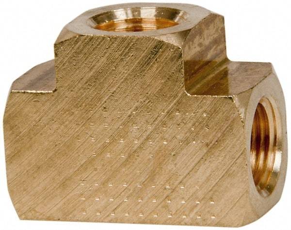Parker - 1/2 Female Thread, Brass Industrial Pipe Female Tee - FNPTF, 1,000 psi - Exact Tool & Supply