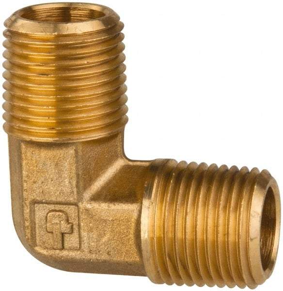 Parker - 1/2 Male Thread, Brass Industrial Pipe 90° Male Elbow - MNPTF, 1,000 psi - Exact Tool & Supply