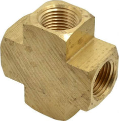Parker - 1/2 Female Thread, Brass Industrial Pipe Female Cross - FNPTF, 1,000 psi - Exact Tool & Supply