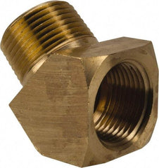 Parker - 3/4 Male Thread x 3/4 Female Thread, Brass Industrial Pipe 45° Street Elbow - MNPTF x FNPTF, 1,000 psi - Exact Tool & Supply
