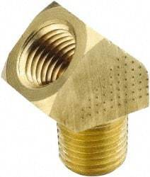 Parker - 1/4 Male Thread x 1/4 Female Thread, Brass Industrial Pipe 45° Street Elbow - MNPTF x FNPTF, 1,000 psi - Exact Tool & Supply