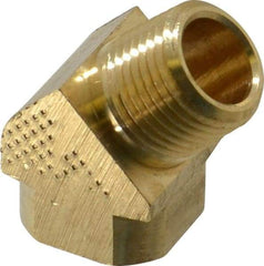 Parker - 3/8 Male Thread x 3/8 Female Thread, Brass Industrial Pipe 45° Street Elbow - MNPTF x FNPTF, 1,000 psi - Exact Tool & Supply