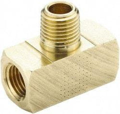 Parker - 3/4 Male Thread x 3/4 Female Thread, Brass Industrial Pipe Male Branch Tee - MNPTF x FNPTF, 1,000 psi - Exact Tool & Supply