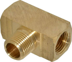 Parker - 1/2 Male Thread x 1/2 Female Thread, Brass Industrial Pipe Male Branch Tee - MNPTF x FNPTF, 1,000 psi - Exact Tool & Supply